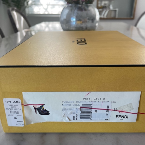 Fendi Embroidered Ruffles Mule Floral Waived Leather Clogs Shoe Heels 39 - Picture 3 of 9